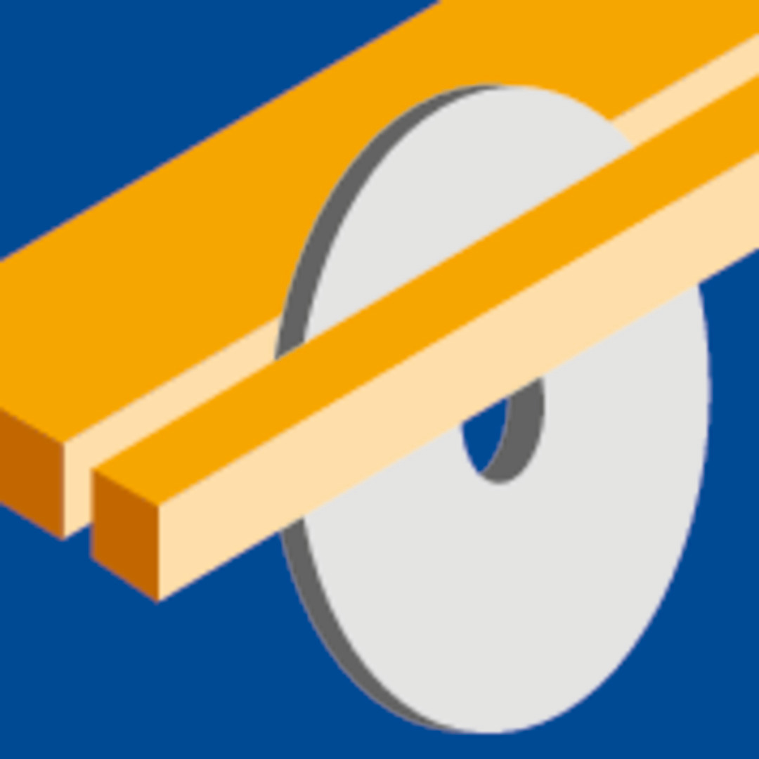 Circular sawblade for sizing of solid wood along grain with thickness